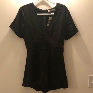 Lush Black V-Neck Romper. Brand New! Tags On!